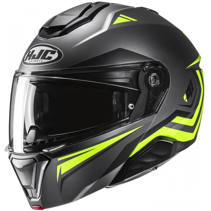 Flip-up motorcykelhjelm HJC i91 Tricus MC3HSF sort-fluogul