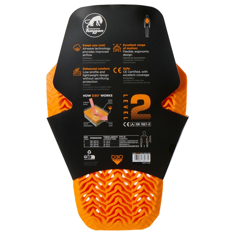 Furygan Full Back Fury D3O® EVO rygbeskytter