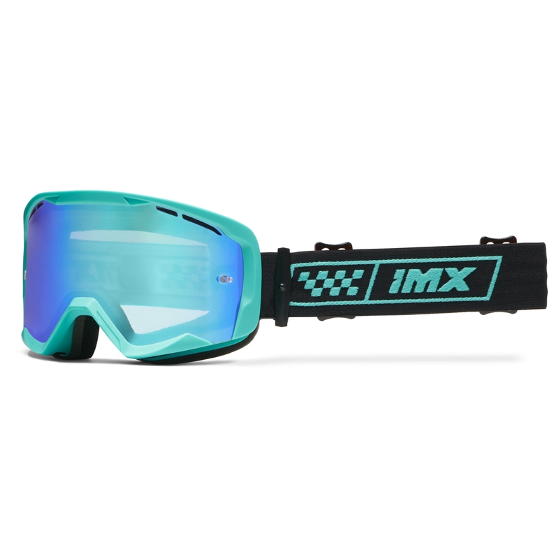 Motocrossbrille iMX Endurance Race turkis-sort med iridium-plexi
