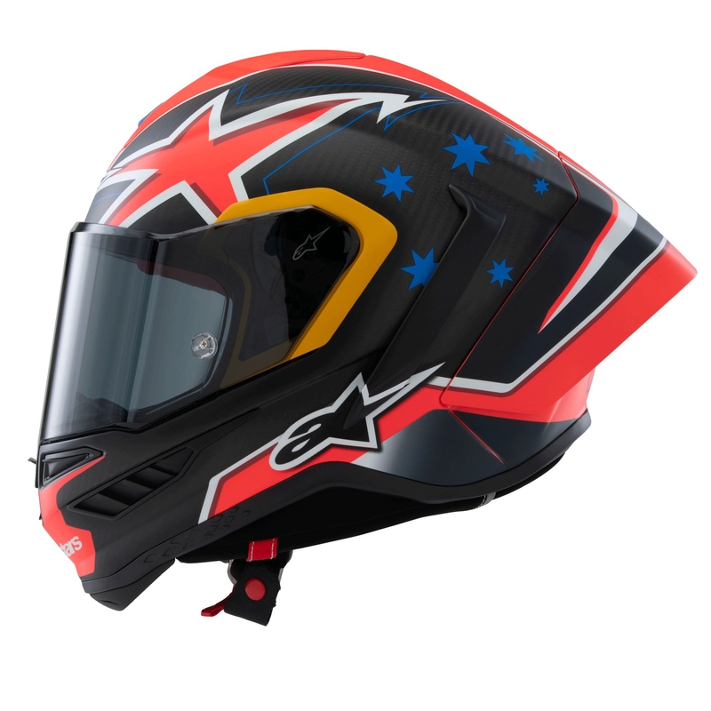 Alpinestars Supertech R10 limited edition Jack Miller mat carbon rød-blå-gul-hvid integreret motorcykelhjelm
