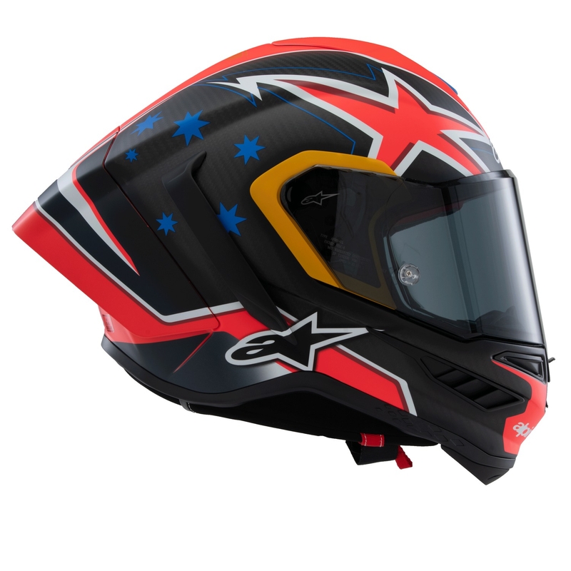 Alpinestars Supertech R10 limited edition Jack Miller mat carbon rød-blå-gul-hvid integreret motorcykelhjelm