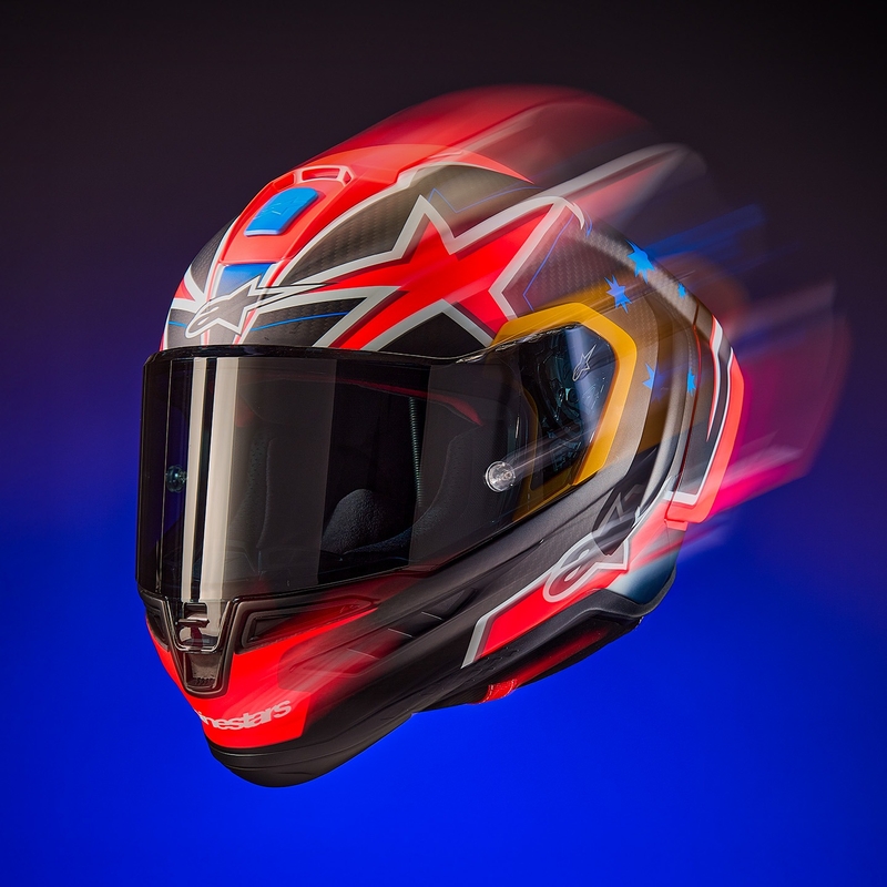 Alpinestars Supertech R10 limited edition Jack Miller mat carbon rød-blå-gul-hvid integreret motorcykelhjelm