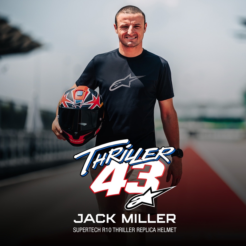 Alpinestars Supertech R10 limited edition Jack Miller mat carbon rød-blå-gul-hvid integreret motorcykelhjelm