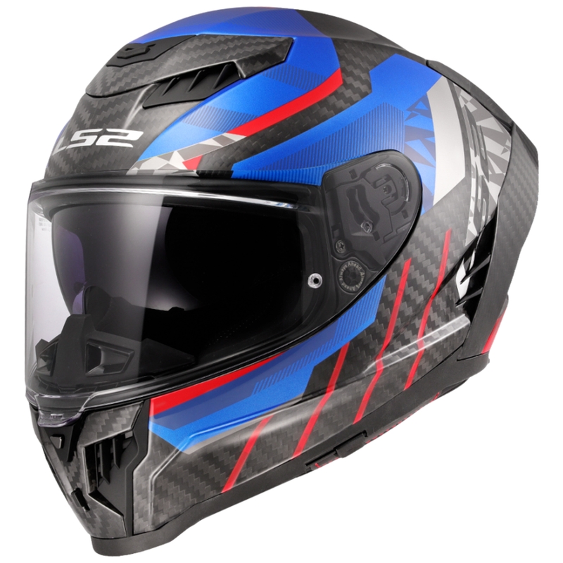 LS2 FF807 Dragon Trax blå-rød integreret motorcykelhjelm