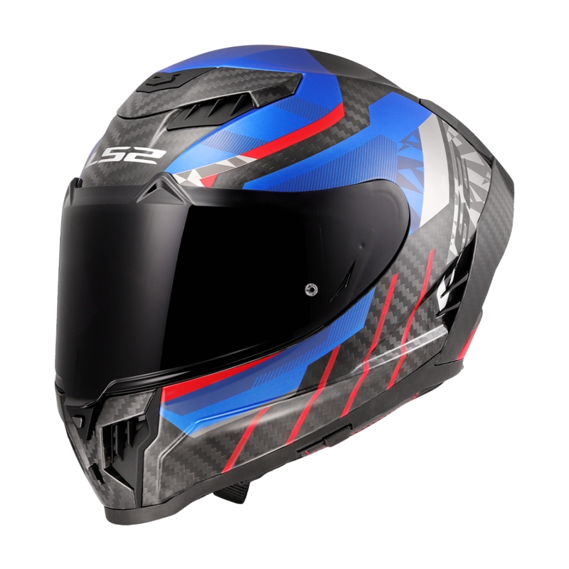 LS2 FF807 Dragon Trax blå-rød integreret motorcykelhjelm