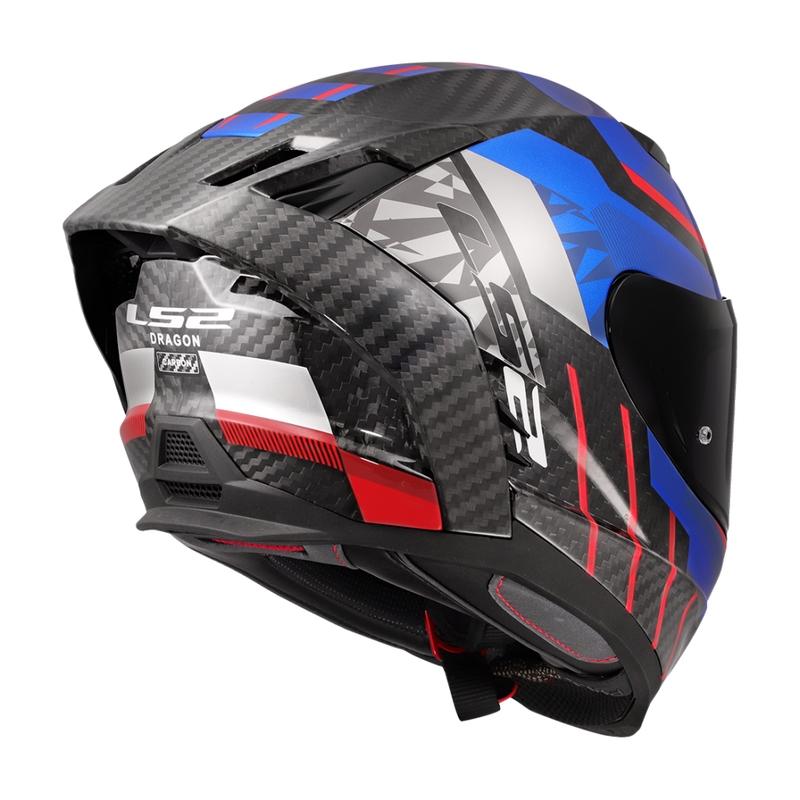LS2 FF807 Dragon Trax blå-rød integreret motorcykelhjelm