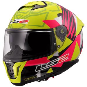 LS2 FF808 Stream II Tiger fluo gul-pink integreret motorcykelhjelm