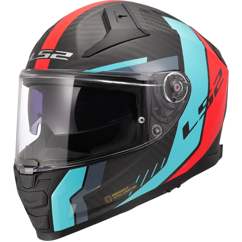 Integral motorcykelhjelm LS2 FF811 Vector II C Grid rød-turkis