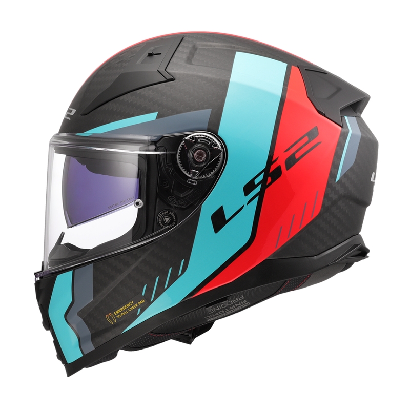 Integral motorcykelhjelm LS2 FF811 Vector II C Grid rød-turkis