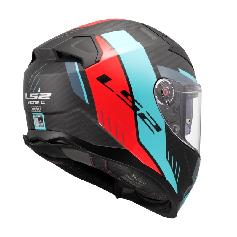Integral motorcykelhjelm LS2 FF811 Vector II C Grid rød-turkis