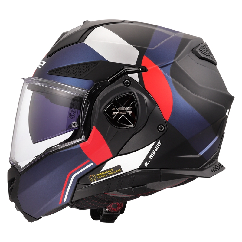 LS2 FF901 Advant X Ultra blå-rød flip-up motorcykelhjelm