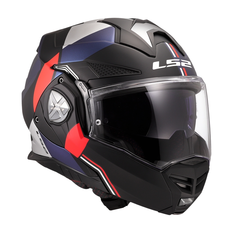 LS2 FF901 Advant X Ultra blå-rød flip-up motorcykelhjelm