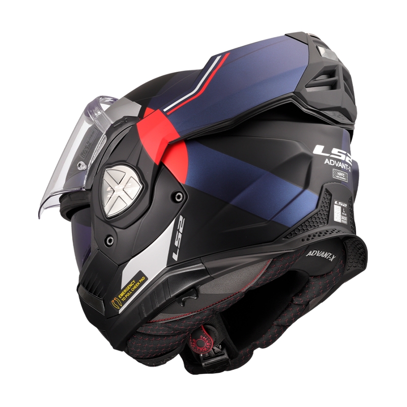 LS2 FF901 Advant X Ultra blå-rød flip-up motorcykelhjelm