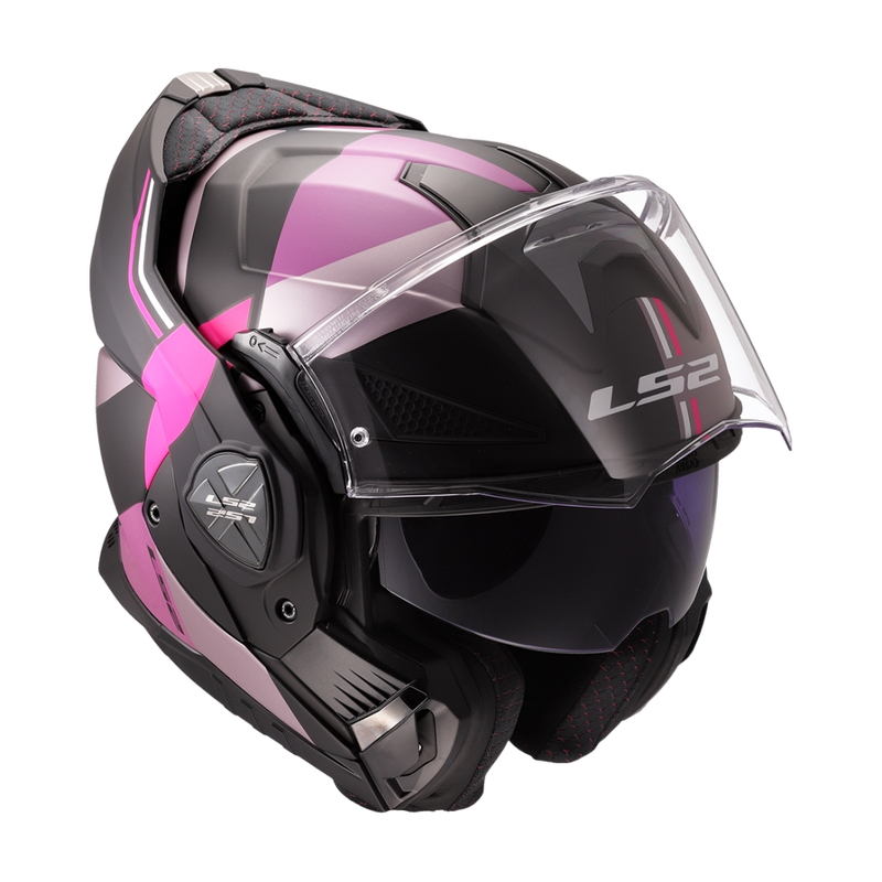 LS2 FF901 Advant X Ultra grå-lilla flip-up motorcykelhjelm
