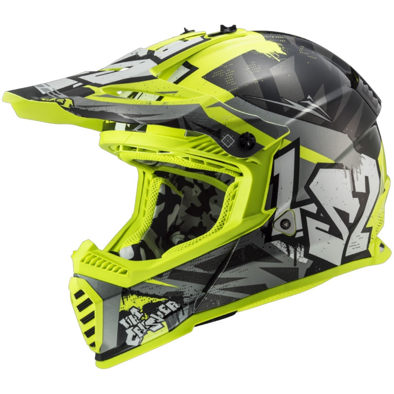 Motocrosshjelm til børn LS2 MX437 Fast EVO Mini Crusher sort-gul
