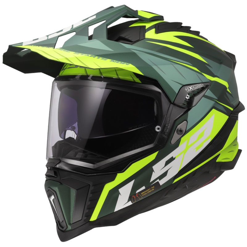 Enduro-motorcykelhjelm LS2 MX701 Explorer Spire grøn-fluogul