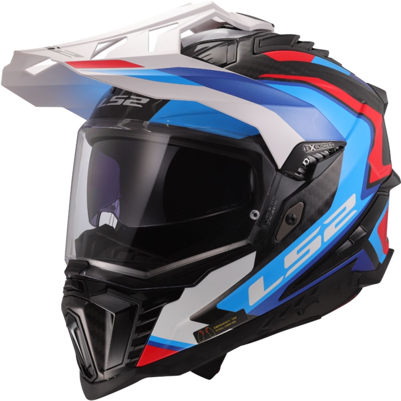 Enduro motorcykelhjelm LS2 MX701 Explorer C Frontier II hvid-blå