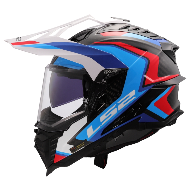 Enduro motorcykelhjelm LS2 MX701 Explorer C Frontier II hvid-blå