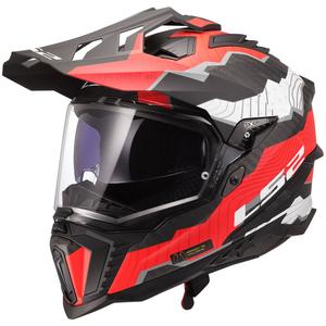Enduro-motorcykelhjelm LS2 MX701 Explorer C Trick hvid-rød