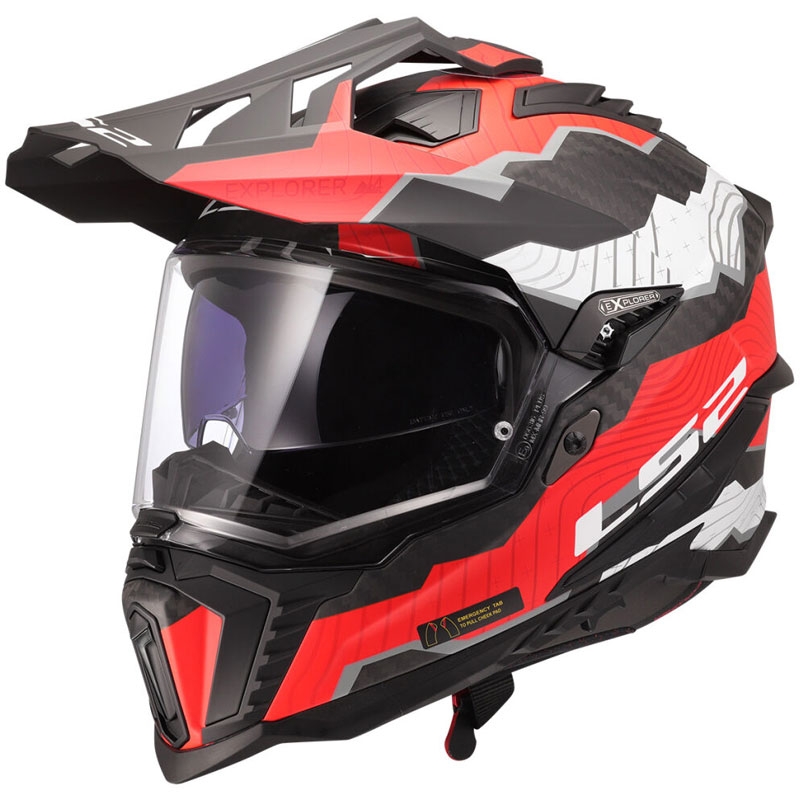 Enduro-motorcykelhjelm LS2 MX701 Explorer C Trick hvid-rød