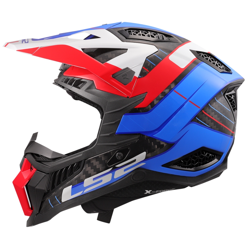 Motocrosshjelm LS2 MX703 X-Force Galuo hvid-rød-blå