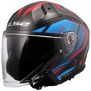 Åben motorcykelhjelm LS2 OF603 Infinity II C Urus blå-rød