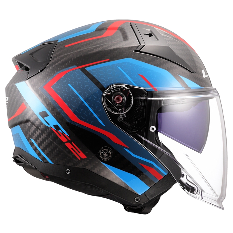 Åben motorcykelhjelm LS2 OF603 Infinity II C Urus blå-rød