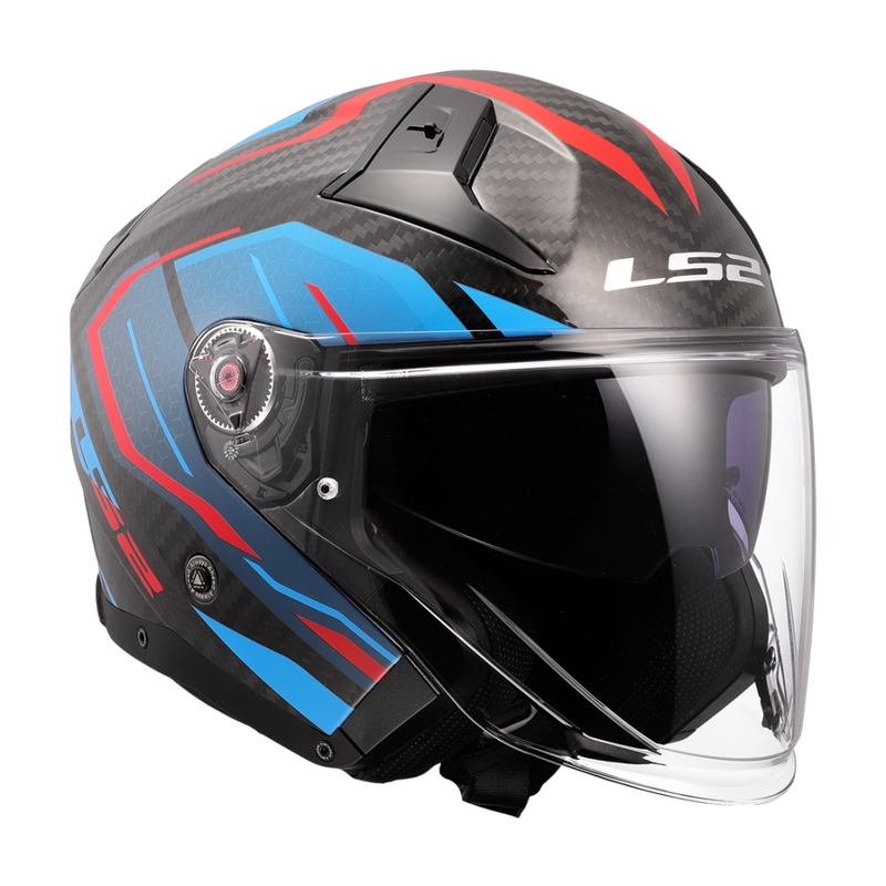 Åben motorcykelhjelm LS2 OF603 Infinity II C Urus blå-rød