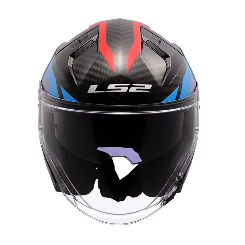 Åben motorcykelhjelm LS2 OF603 Infinity II C Urus blå-rød