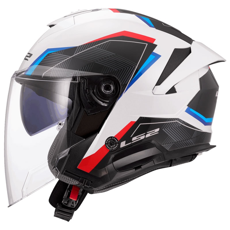 Åben motorcykelhjelm LS2 OF618 Verso II Air hvid-blå-rød