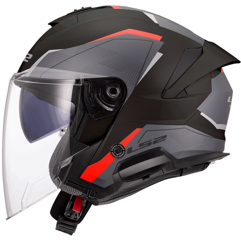 Åben motorcykelhjelm LS2 OF618 Verso II Air sort-rød
