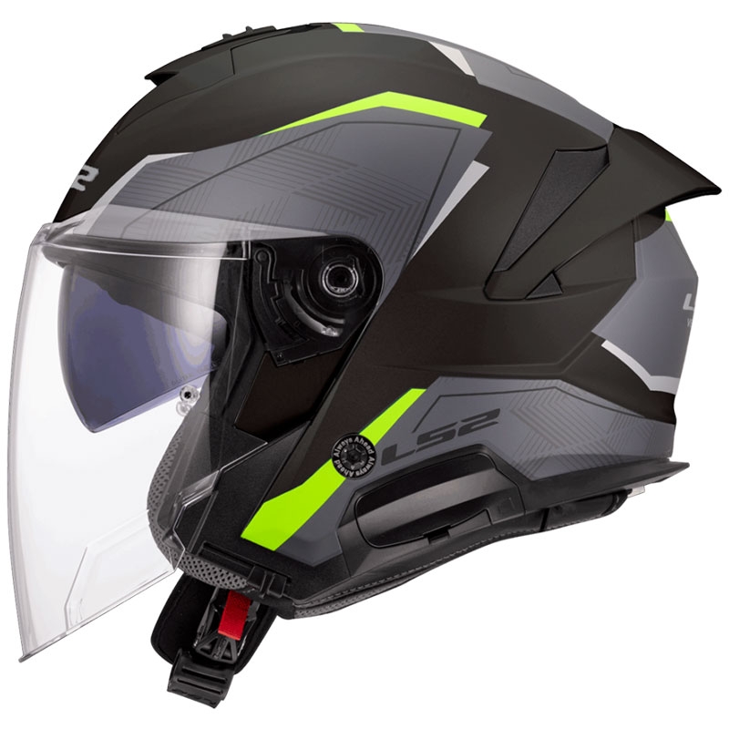 Åben motorcykelhjelm LS2 OF618 Verso II Air sort-fluogul