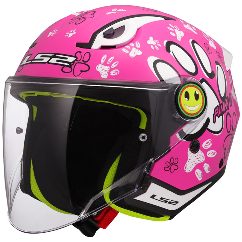 Åben motorcykelhjelm til børn LS2 OF622 Funny II Paws pink