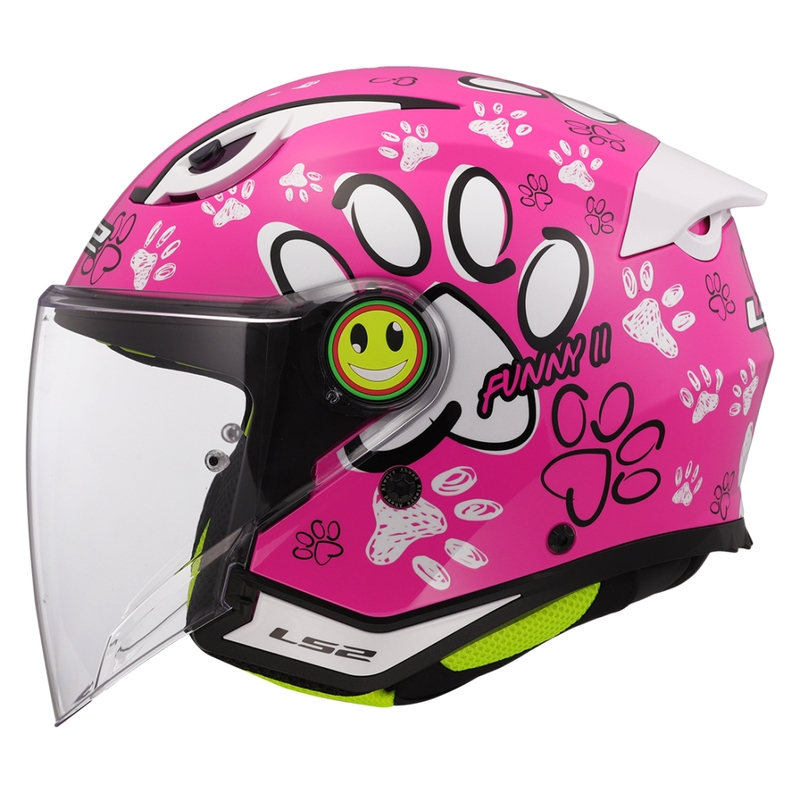 Åben motorcykelhjelm til børn LS2 OF622 Funny II Paws pink