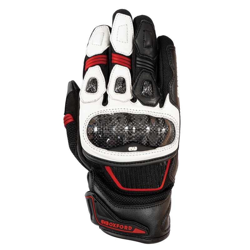 Motorcykelhandsker Oxford RP-4S 3.0 hvid-sort-rød