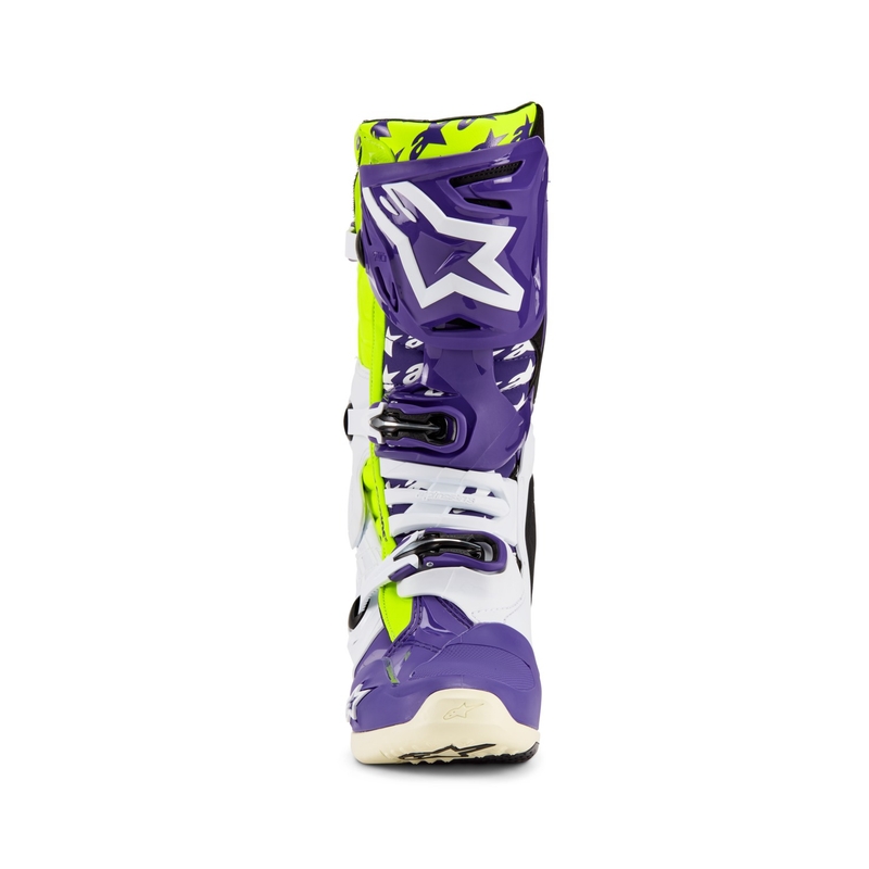 Alpinestars TECH 10 limited edition Dirt Studios lilla-hvid-fluogule motorcykelstøvler