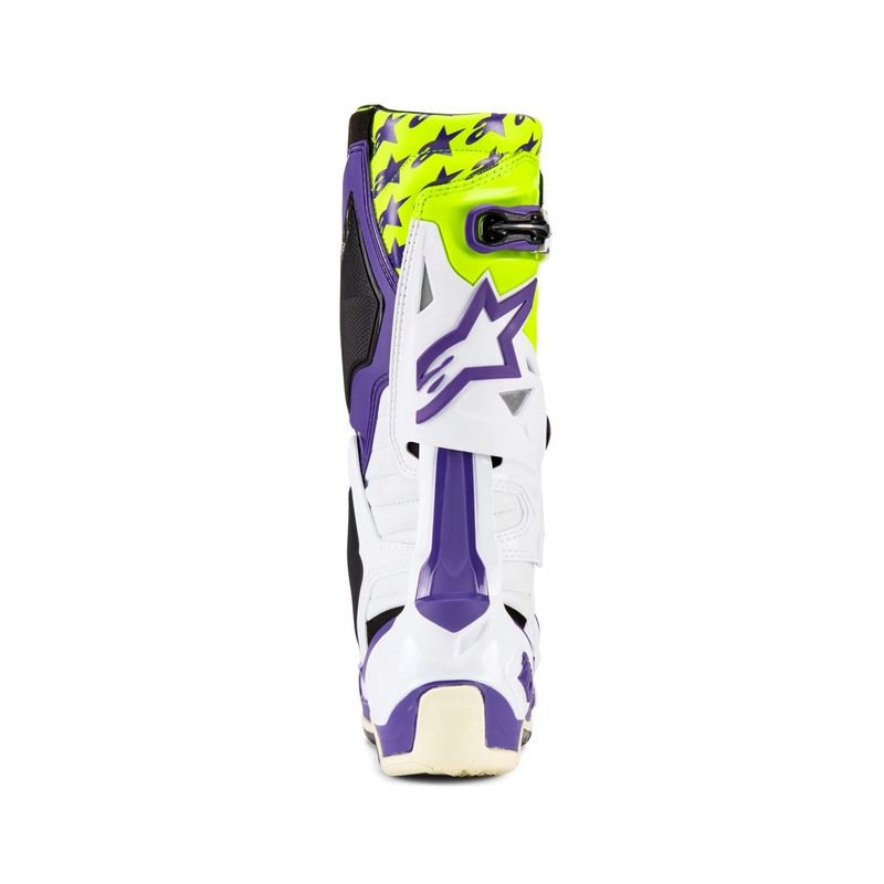 Alpinestars TECH 10 limited edition Dirt Studios lilla-hvid-fluogule motorcykelstøvler