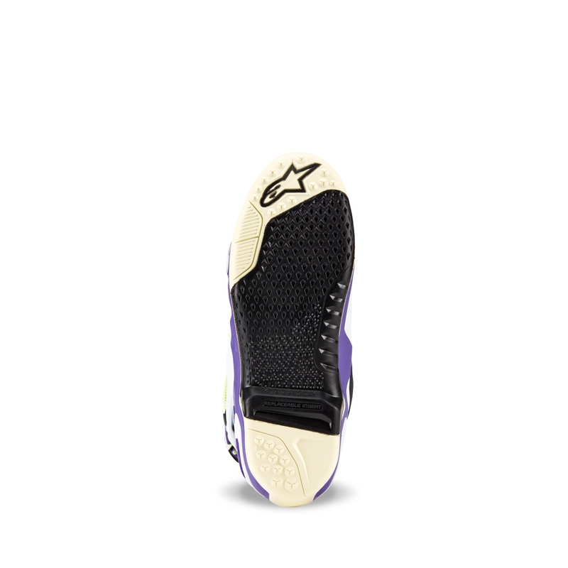 Alpinestars TECH 10 limited edition Dirt Studios lilla-hvid-fluogule motorcykelstøvler