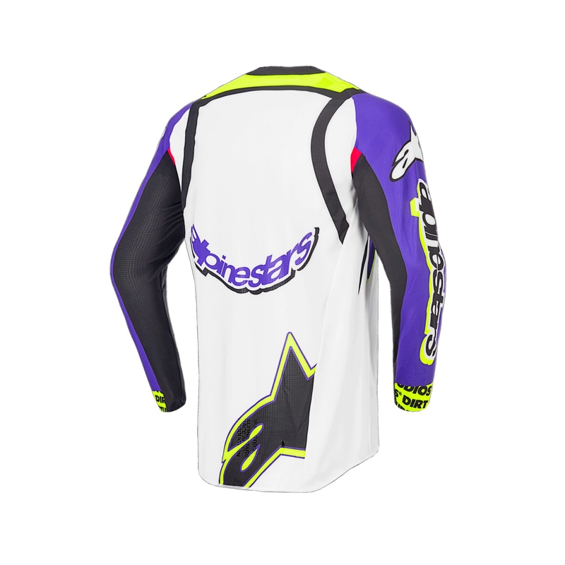 Alpinestars Supertech SX limited edition Dirt Studios hvid-lilla-pink-fluogul motocrosstrøje