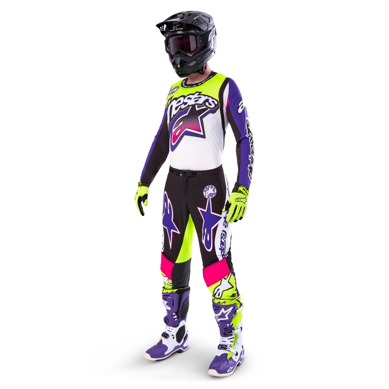 Alpinestars Supertech SX limited edition Dirt Studios hvid-lilla-pink-fluogul motocrosstrøje