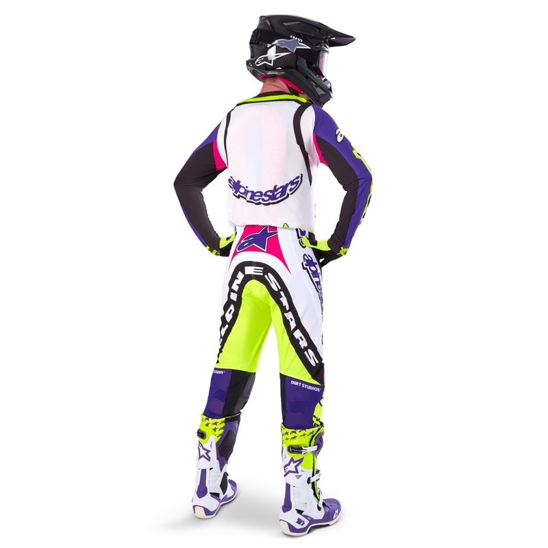 Alpinestars Supertech SX limited edition Dirt Studios hvid-lilla-pink-fluogul motocrosstrøje