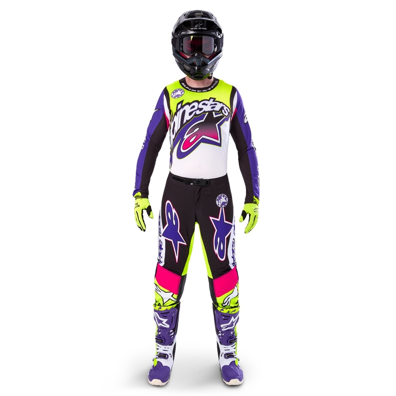 Alpinestars Supertech SX limited edition Dirt Studios hvid-lilla-pink-fluogul motocrosstrøje