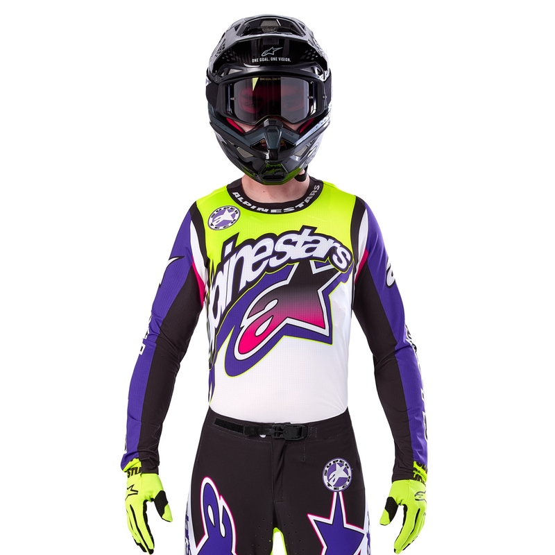 Alpinestars Supertech SX limited edition Dirt Studios hvid-lilla-pink-fluogul motocrosstrøje