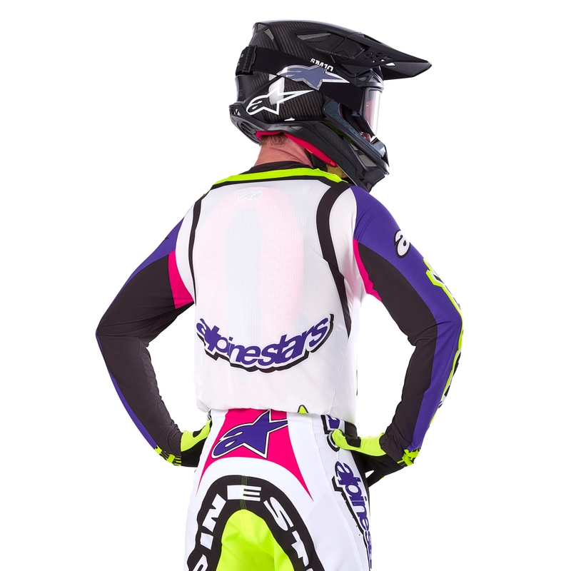 Alpinestars Supertech SX limited edition Dirt Studios hvid-lilla-pink-fluogul motocrosstrøje