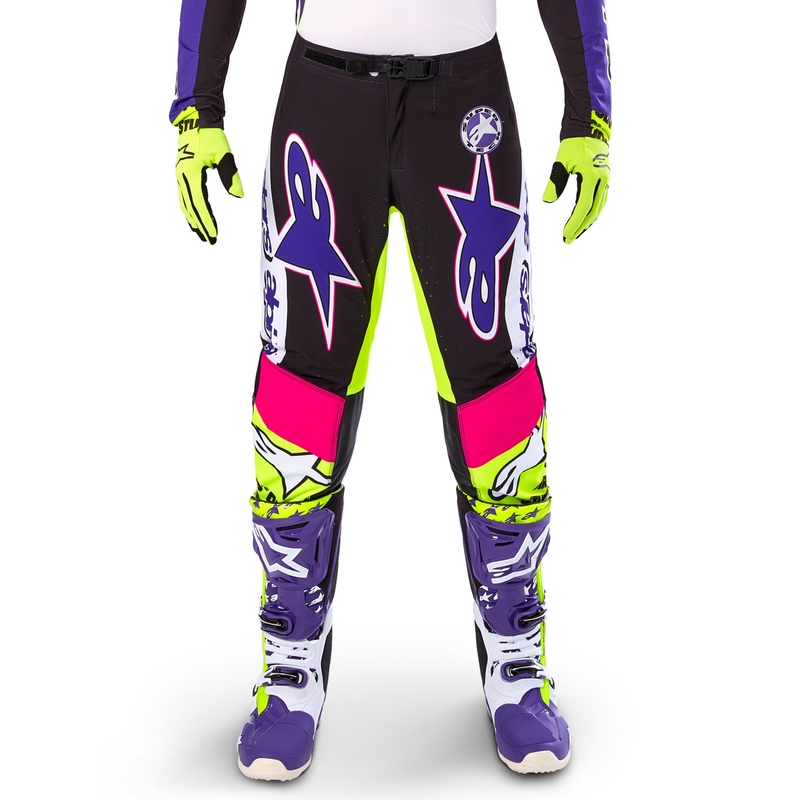 Alpinestars Supertech limited edition Dirt Studios hvid-lilla-pink-fluogule motocrossbukser