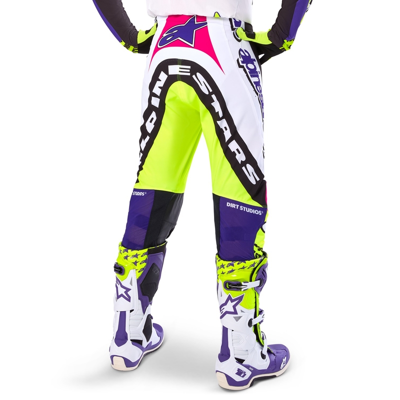 Alpinestars Supertech limited edition Dirt Studios hvid-lilla-pink-fluogule motocrossbukser