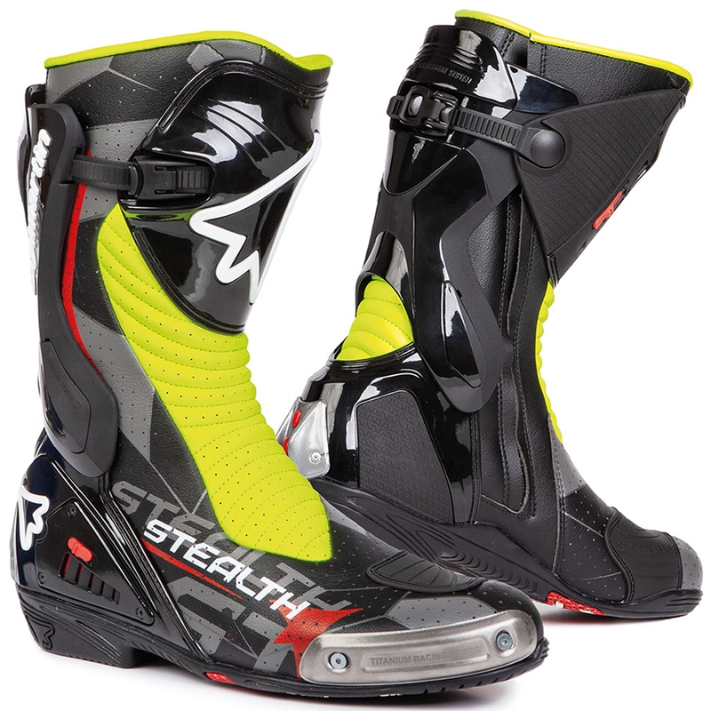 Stylmartin Stealth Evo Air sort-fluogule motorcykelstøvler