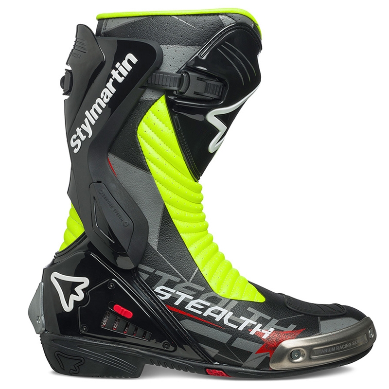 Stylmartin Stealth Evo Air sort-fluogule motorcykelstøvler