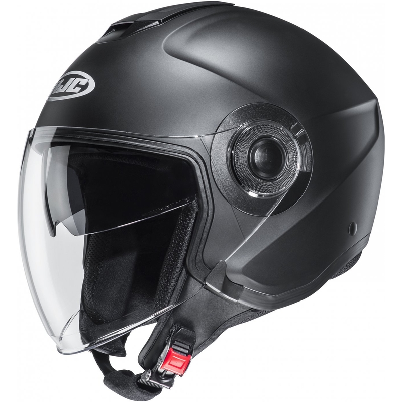 HJC i40N Solid semi-flat sort motorcykelhjelm med åbent ansigt