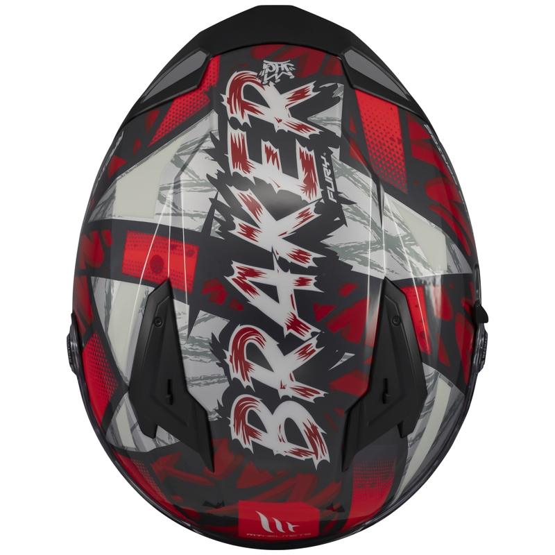 MT Braker SV Fury integreret motorcykelhjelm sort-grå-rød